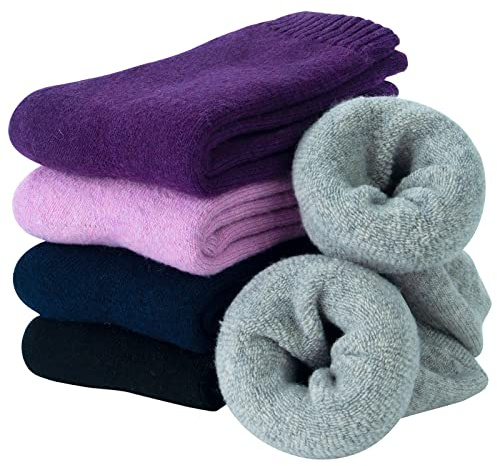 Justay Pucott 5 Paires de Chaussettes en Laine pour Femme, Chaudes et Confortables, Thermiques pour l'Hiver