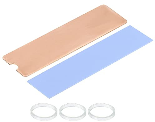 sourcing map Kylfläns i koppar med värmedyna gummiring för M.2 SSD 1 set 75 x 22 x 1 mm