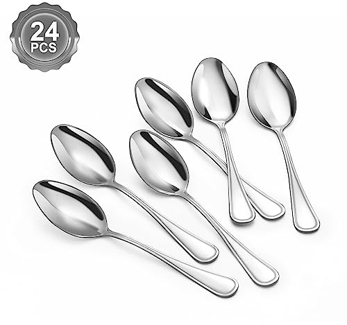 BEWOS Teelöffel 24 Stück, Edelstahl Kaffeelöffel 13,7cm(5,4 Inch), Espressolöffel, Dessertlöffel, Kleine Löffel Spiegelpoliert, Spülmaschinenfest, Teelöffel Set für Haushalte, Restaurants, Kantinen