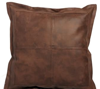 LEATHEROOZE Juego de 1 funda de cojín de piel sintética de lujo, modernas, fundas de cojín cuadradas decorativas sólidas para dormitorio, sala de estar, sofá, cama, color marrón (20 x 20 pulgadas)