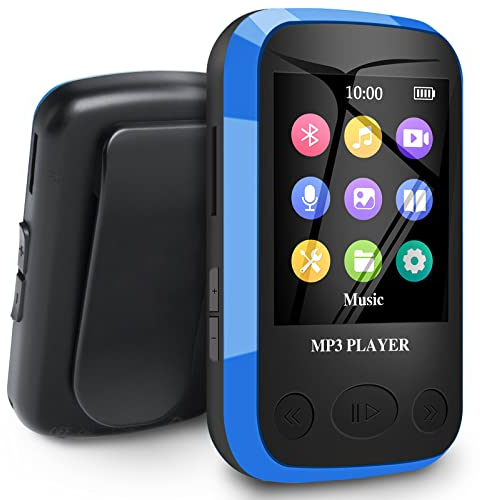 Bluetooth 5.0 MP3-Player, Sport-Musik-Player 32GB mit 1,7-Zoll-TFT-Bildschirm, eBook, Sprachaufzeichnung, inkl. Kopfhörer, unterstützt bis zu 128 GB TF/Micro SD-Karte
