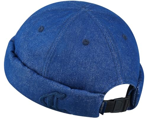CLAPE Jeans Docker Cap Herren Damen Kappe Ohne Schirm Stickerei Dockermütze Seemannsmütze Verstellbar Beanie Watch Hat Royalblue HBMH1