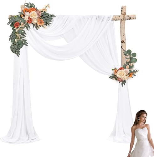 Huamirra Hochzeitsbogen 75x600 cm Chiffon Freihanddeko Bogen Hochzeit Bogen Vorhang Weiß