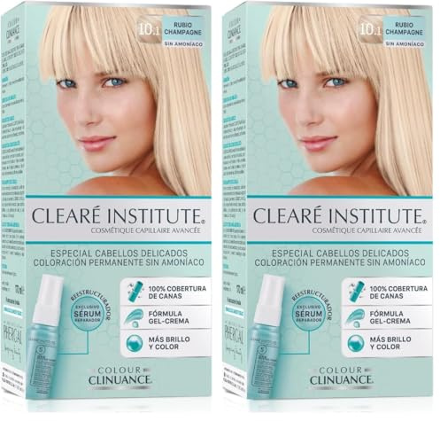 Colour Clinuance | Intense Teinture Capillaire pour Cheveux Délicats | Coloration Permanente Sans Ammoniaque | Couverture À 100% | Testé Dermatologiquement | 10.1 Blond Champagne (Lot de 2)