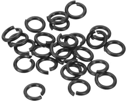 sourcing map Split Lock Washer, M3 304 Stainless Steel Spring Lock Washer 25pcs, Black