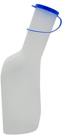 Urinflasche 1000 ml – Robustes Polypropylen (PP), milchig-weiß, hitzebeständig, mit geruchssicherem blauem Deckel – Ideal für Pflege, Krankenhaus, Reisen, für Männer