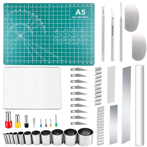 JMZLLRX Outils de Modelage Céramique Sculpture, Rouleau à Pâtisserie en Acrylique, Emporte-pièces en Argile Polymère pour Façonnage Sculpture Modélisation, 43 PCS