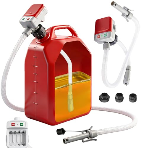 Pompa del carburante con sensore di arresto automatico, pompa di travaso del carburante per tanica (2,4 GPM) con 3 dimensioni di adattatori, pompa di trasferimento elettrica con tubi e pistola