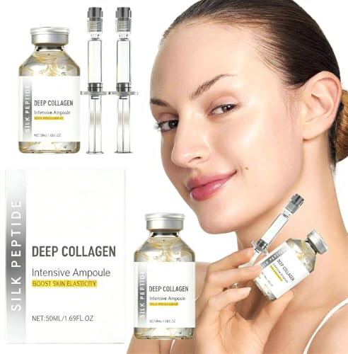 Deep Collagen,Microneedling Serum,2pc Suero Ampolla Hidratante de Colágeno Profundo con Péptidos Seda,Microneedling Facial Serums Antiarrugas,Serum Facial Mujer