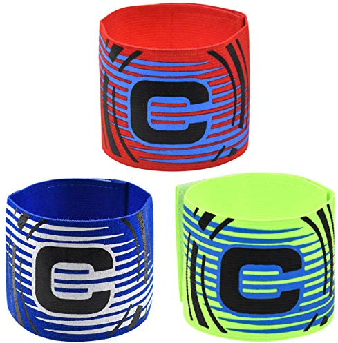 wangjiangda Kapitänsbinde Armband Multicolor Fußball Kapitänsbinde Gummizug Armband Spielführerbinde Armbinde Klettverschluss für Verstellbare Größe Kapitän Fußball für Teenagers und Adulte 3 Farben