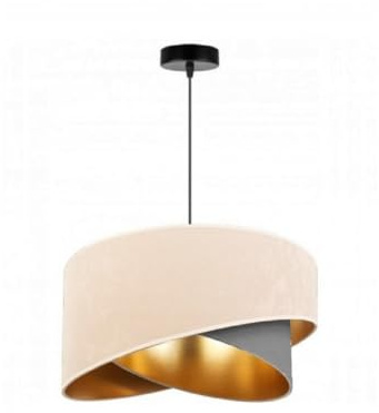 FKL DESIGN Home Deco Hängelampe Pendellampe Beige-Grau Beleuchtung 1-flamming E27 Hängeleuchte Pendelleuchte aus Serie N2355 (N2355-BG)