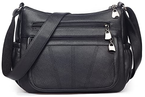 VOLGANIK ROCK Black Handbags for Women Crossbody Ladies Handbags Soft PU Leather Shoulder Bag Elegant Ladies Bags Medium Size Handbags Shoulder Bags for Women Cross-Body Bags
