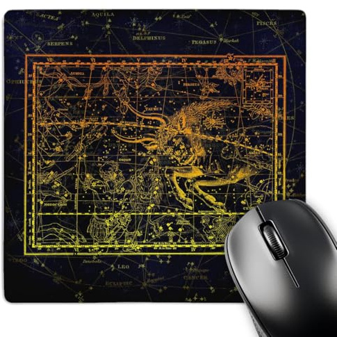 3dRose Retro Star Map. Zodiac Constellation of Taurus, and Orion. Yellow - Mouse Pads (mp-372488-1)