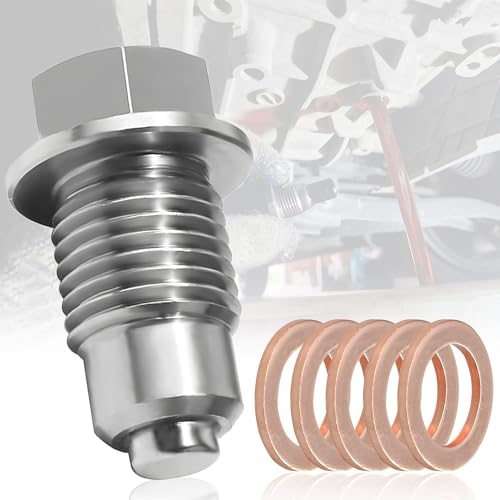 TUZHE Magnetische Ölablassschraube M12x1,5 Magnetische Dichtung Ölwannenablassmutter Ölwannenwanne Ölwannenschraube Edelstahl Ölwanne Auto Ölschraube Mit Dichtungen (M12x1.5)