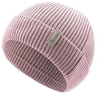 Sterntaler Strickmütze mit Umschlag - Klassische Mädchen Beanie aus Baumwollmischgewebe - Winter Babymütze mit Rippstrickmuster - Rosenholz, 41