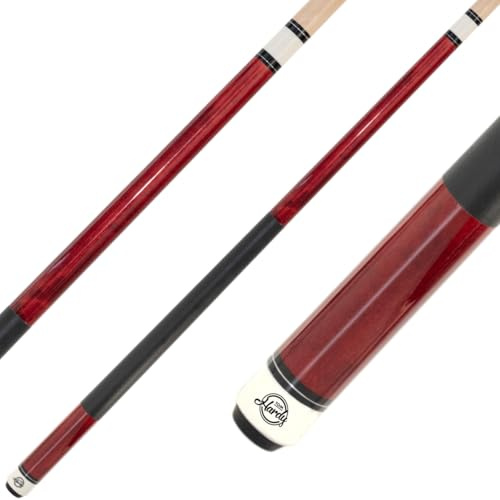 Hardy Pool biljard Queue Uni-serien, 2 delar biljardköer med greppband av konstläder, kö längd 147 cm, 12,5 mm flerskikt professionellt lim, röd