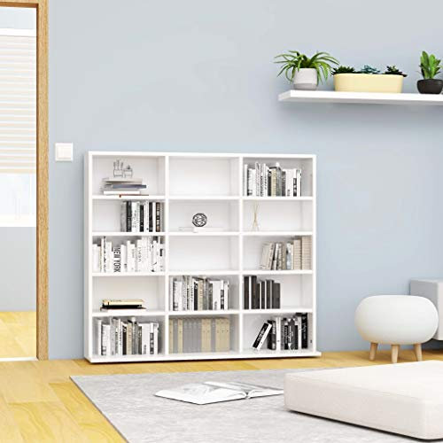 Homgoday CD-hylla plywood vit glans 102 x 23 x 89,5 cm CD-hylla arrangör samling musik elegant modern praktisk hållbar robust robust