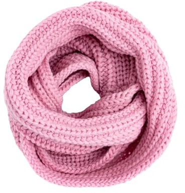 Kids Chunky Knitted Infinity Scarf/Neck-Warmer (Girls 4-14 year old) Pastel Pink