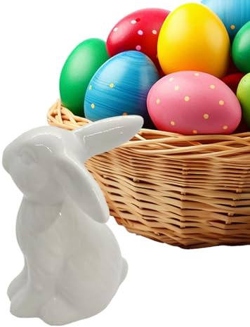 Coniglietti pasquali in ceramica, statuetta coniglio in porcellana, decorazione per la casa, vassoi graduati, mensola per, ciotola scodella, coniglio in ceramica bianca