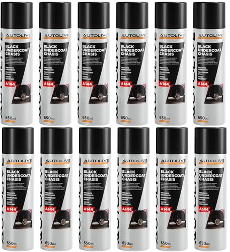 AUTOLIVE Antigravilla para Coche Pack de 12 – Spray Negro de Protección para Bajos, Chasis y Pasos de Rueda – Efecto Anticorrosión y Antirruido Spray 650 ml