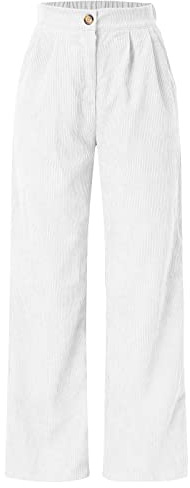 Generisch 2025 Pantalon en velours côtelé taille haute jambe large pantalon droit grand pantalon en velours côtelé pour femme sous-vêtements de sport pantalon femme, Blanc., XL