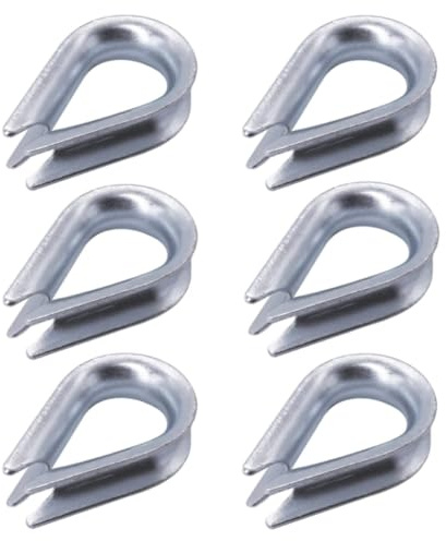 SKIR'CO (6 uds.) Guardacabos de acero galvanizado DIN 6899B de 10 mm, con núcleo para terminales de cable y aparejos de cable