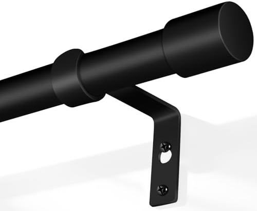 Bastone Tenda Estensibile 76-228cm, Asta Per Tende In Metallo Con Supporti e Viti, Diametro 19mm Con Terminali Per Camera Da Letto, Soggiorno e Cucina - Nero