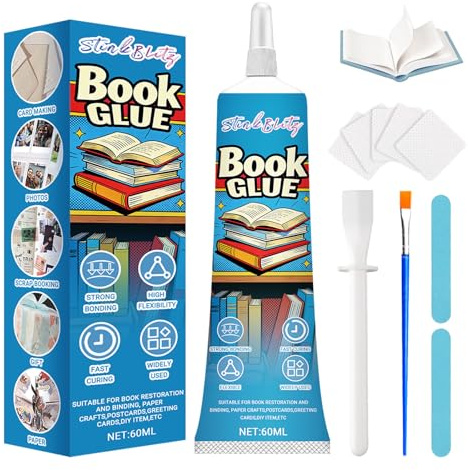 StinkBlitz Colle de reliure transparente, flexible et imperméable, colle à papier, extra forte, pour réparation de livres, reliures, cadres photo, projets de bricolage, 60 ml