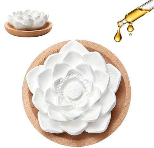 Diffuser eteriska oljor arom doftsten lotusblomma set med trätallrik lotusblomma doftdispenser för sovrum, badrum, kontor, bil och sovrum spa