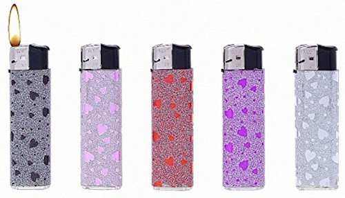 LOT DE 5 BRIQUETS SHINY COEUR PROF STRASS PAILLETTE RECHARGEABLE