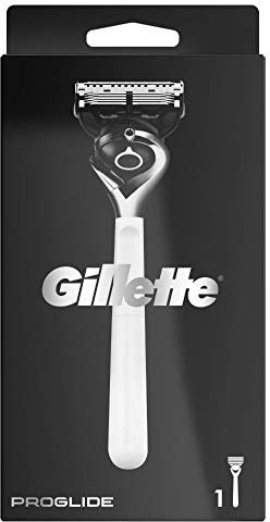 Gillette ProGlide Monochrome Rasierer Herren mit Trimmerklinge für Präzision und Gleitbeschichtung, Rasierer + 1 Rasierklinge, Weiß, Geschenk Männer