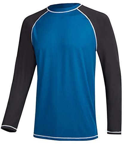 LBL - Rashguards da uomo, anti-UV, UPF 50+, asciugatura rapida, cuciture piatte per le attività all'aria aperta Blu e grigio 12 Mesi