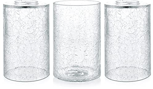 Skelang 3 st glaslampskärm, 42 mm genomskinlig lampskärm, craquelé-lampskärm, ersättning cylindrisk lampskärm för upphängning, vägglampa, toalettlampa, bord