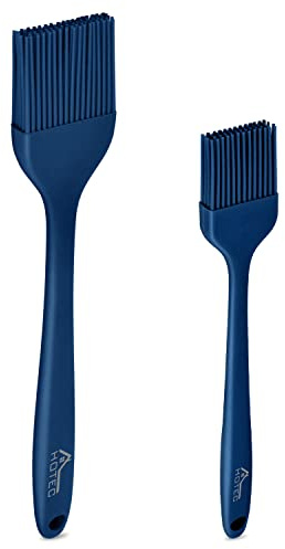 HOTEC 2 pieces Set Basting Brushes Silicone Heat Resistant Pastry Brushes Spread Oil Butter Sauce Marinades for BBQ Grill Barbecue Baking Kitchen Cooking BPA Free Dishwasher Safe (Classic Blue)