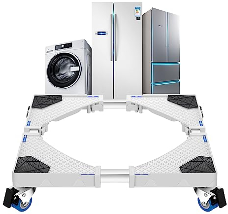 [en.casa] Waschmaschinen-Untergestell Zaberfeld Waschmaschinen Sockel mit 4 Rollen Podest max. 300 kg Edelstahl Weiß