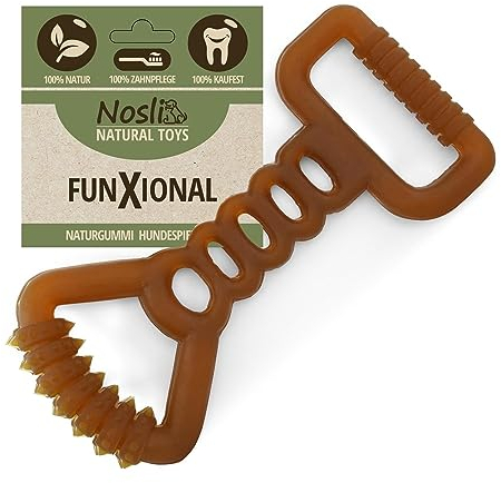 Nosli Natural Toys FunXional • Fitness Zerrspielzeug aus 100% Naturkautschuk ohne Farbstoffe • Perfekt für Wurf- & Apportierspiele • Natur Hundespielzeug für große Hunde • Kauspielzeug Hund