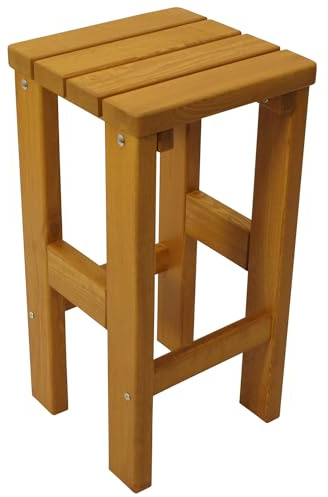 DEGAMO Barhocker Villach aus massivem Kiefernholz, extra stabil 40mm stark, hell lackiert, für Innen und Außen