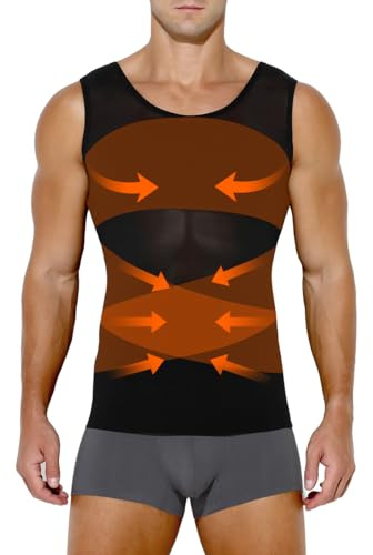 Casey Kevin Débardeur de Compression Homme Maillot de Corps Ventre Plat Homme sans Manche Gainant Minceur sous-vêtements Musculation Sport Top Body Shaper