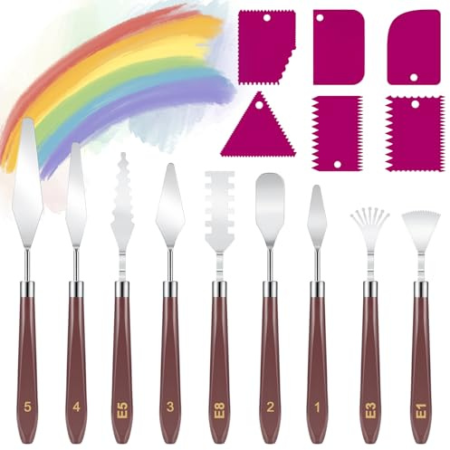 Espatulas Pintura Acrilica Set, Raspador para pintura al óleo de Acero Inoxidable, Cuchillos de Paleta, Mixto Pintura Espatulas Aceite, Espátula de Color,Juego Cuchillos de Paleta para Pintura Gouache