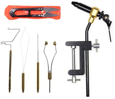 Kit di attrezzi per la pesca a mosca, Kit per la creazione di esche artificiali per la pesca a mosca, Kit di strumenti robusti in metallo per la realizzazione di mosche, Strumenti portatili per legare