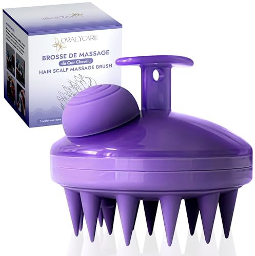 Brosse de Massage du cuir chevelu, pointes en Silicone, avec embout Applicateur Shampoing huile, Exfolie et Réduit les Pellicules Stimule Repousse cheveux, Anti chute, Scalp Massager Brush hair.