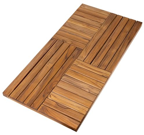 Utoplike Teak Shower Mat Extra Large, Wood Bath Mat for Bathroom(102x51 cm) | Non Slip Wooden Floor Sturdy Mat for Inside Shower Spa Home or Outdoor