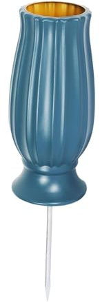 perfk Vaso da cimitero, Vaso da Esterno interrato con Tappo Impermeabile Rimovibile, Vaso commemorativo Decorazioni per Tomba per Tomba del cimitero su, Blu