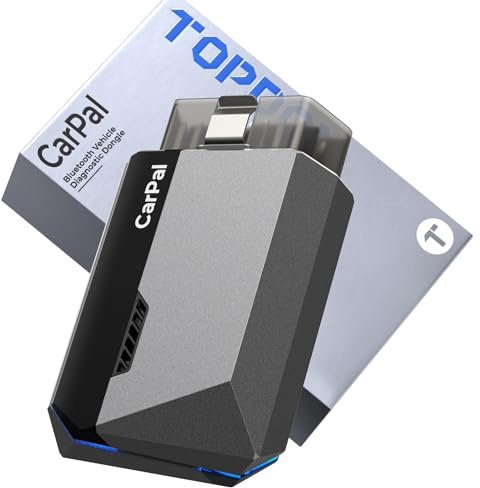 TOPDON Carpal-B OBD2 Bluetooth Scanner, Valise Diagnostic Auto pour Tous systèmes, 6 Services d'entretien, AutoVIN, Contrôle Antipollution, Inspection Moteur, pour iOS et Android