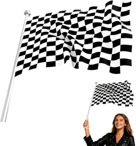 Bandera de running a cuadros en blanco y negro, 1 artículo Banderas de Carrera a Cuadros, Bandera De Coche De Carreras, para decoración temática de coche o motocicletas, eventos deportivos y fiestas