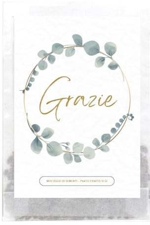 Semi di Fiori Grazie | Idee Regalo e Pensierino Originale | Piccolo Regalo per Colleghi, Maestre e Ospiti | Bomboniere Compleanno Bambini | Segnaposto Comunione (10 pezzi - Grazie Eucalipto)