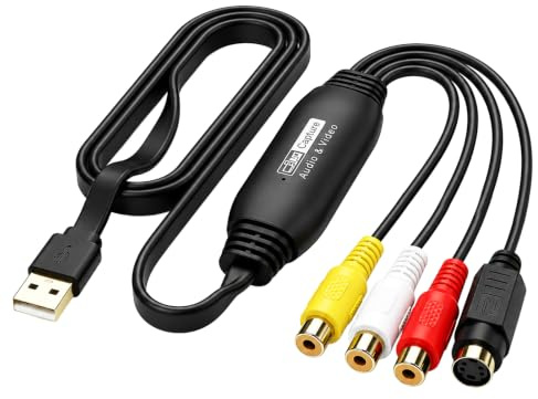 Velozym Digital VHS-omvandlare, USB-videoinspelningskort | Videoljud videoinspelning enhet, 1080p videoinspelningskort för VHS-skanning, kompatibel med Windows, Android och MacOS