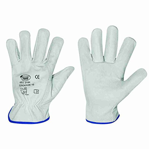 12 Paar Büffelvollleder-, Driver Handschuhe, Schutzhandschuhe Stronghand *Standard Silverstone* naturfarben