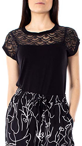 ONLY Damen Regular Fit T-Shirt onlNICOLE S/S Mix TOP NOOS 15151008, Einfarbig, Gr. 38 (Herstellergröße: M), Schwarz (Black)