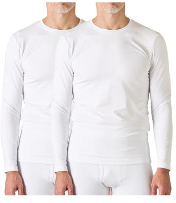 LAPASA Herren Innenfleece Thermo Unterhemd, Thermounterwäsche Oberteil Funktionsunterwäsche Warm M09, Weiß (2 Pack Oberteile), L